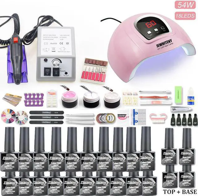 Alt view image 7 of 7 - 20pcs Nail Set Gel Nail Polish Kit With 120W UV LED Nail Lamp Dryer 20000RPM Electric Nail drill Machine Manicure Set For Tools
