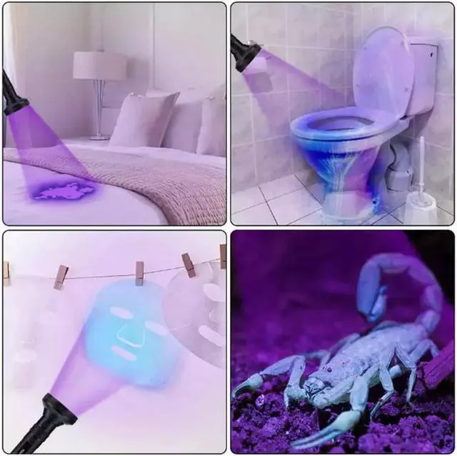 Alt view image 4 of 5 - 128 UV LED Blacklight UV Flashlight LED Powerful Ultraviolet Black Light Scorpion Pet Urine Stain Detector Purple UV Light Torch