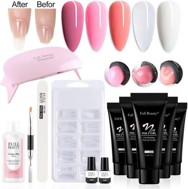 Alt view image 4 of 5 - 10pcs Manicure Set Polygel Nail Extension Kit with UV Lamp Acrylic Quick Building Gel Polish Nail Cleaner Degreaser Tool LA1792