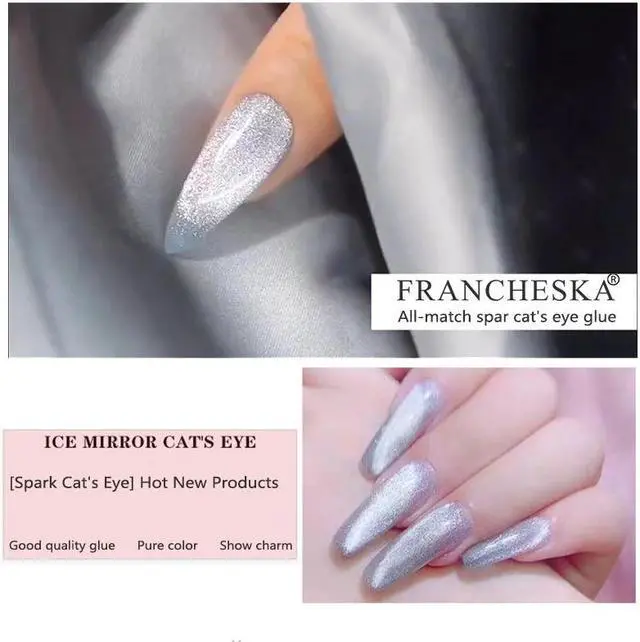 Alt view image 3 of 5 - Gel Polish Crystal Ice Cat Eye Gel Nail Silver Crystal 9D Variation Light Therapy Cat Eye Gel 8ml Gel Polish TSLM1