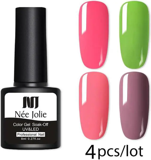 Alt view image 4 of 5 - 4Pcs UV Gel Nail Polish Set 2Pcs Nail Art Paint Gel LED Lamp Soak Off UV Gel Varnish Sparkly Shinning Nail Art Gel