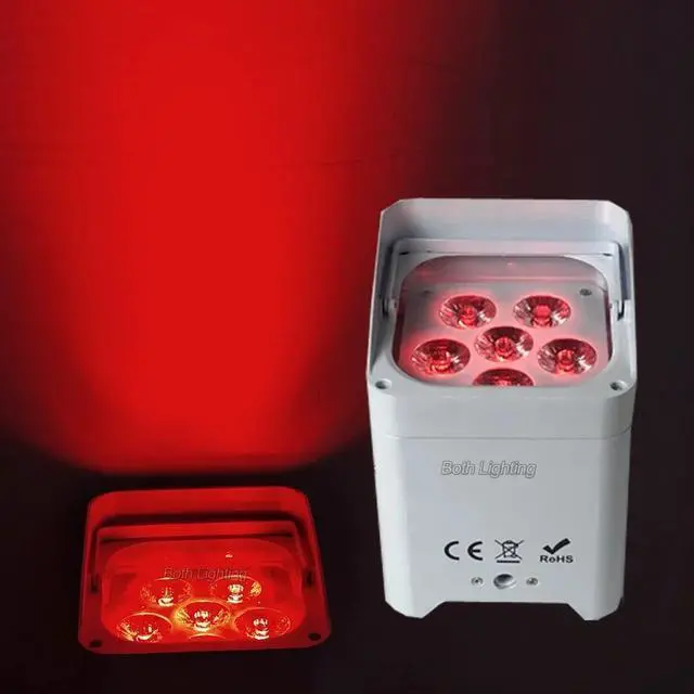 Alt view image 4 of 5 - IR Control WiFi Remote Wireless Battery Operated LED Mini PAR Lights 6X18W RGBWA UV 6in1 Wireless LED Uplighting for wedding