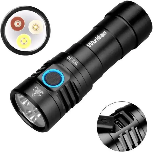 Alt view image 3 of 5 - Multi Color Rechargeable LED Flashlight 26650 LH351D Red Light UV Light with Power Indicator