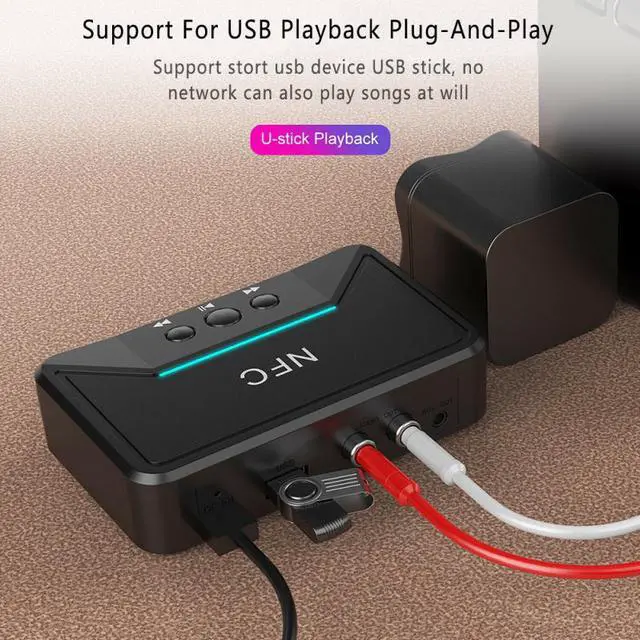 Alt view image 3 of 5 - Wireless NFC Bluetooth 5.0/4.2/4.1/4.0/3.0/2.0/1.0 Receiver 3.5mm AUX HiFi Stereo Audio Adapter For Car Speaker
