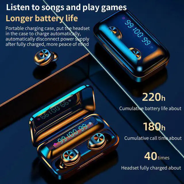 Alt view image 5 of 5 - tws wireless headphones bluetooth 5.0 Touch earphones LED Display sport Earbuds With Power Bank Mic Call gaming headset