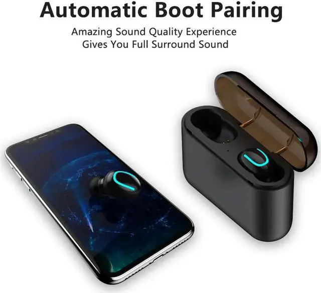 Alt view image 5 of 5 - Wireless Bluetooth V5.0 Earphone 5.0 TWS Sport Earbuds Deep Bass In-Ear Gaming Headphones Hands- with Mic Charging bank
