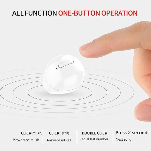 Alt view image 5 of 6 - Mini Wireless Headphones Invisible Bluetooth Earphone Button Control Earbuds 3D Stereo Music Headsets Waterproof With Microphone