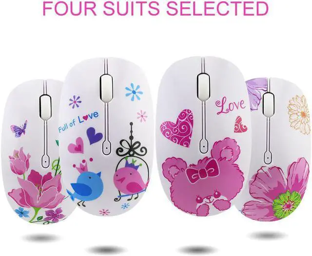 Alt view image 3 of 5 - 2.4G Wireless Mouse Fashion Flower Pattern Mouse Portable Mini Optical Mouse 1200DPI Pink Computer Gaming Mouse for Laptop Pc