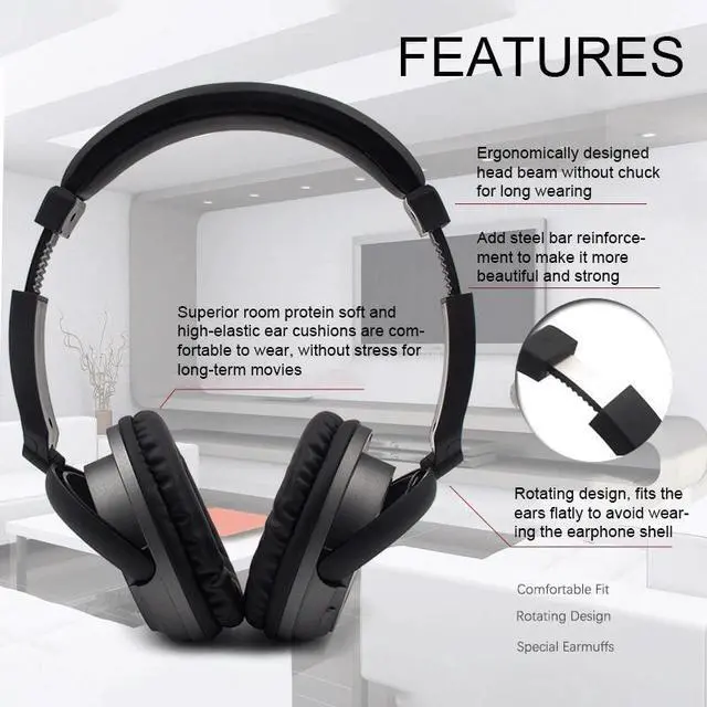 Alt view image 2 of 5 - Wireless Headset For TV PC Computer MP3 TV Over-Ear Headset Support FM Function With USB Transmitter