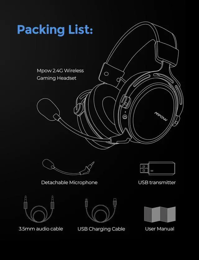 Alt view image 2 of 5 - 3.5mm USB/2.4G Wireless Gaming Headphones With Microphone Gamer Stereo Noise Cancelling Mic Headset for PS4/PC/Xbox-One