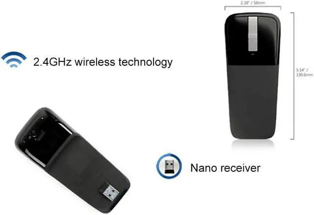 Alt view image 5 of 5 - mouse for Microsoft Arc Touch 2 generation  mouse for Arc Touch portable wireless Mice