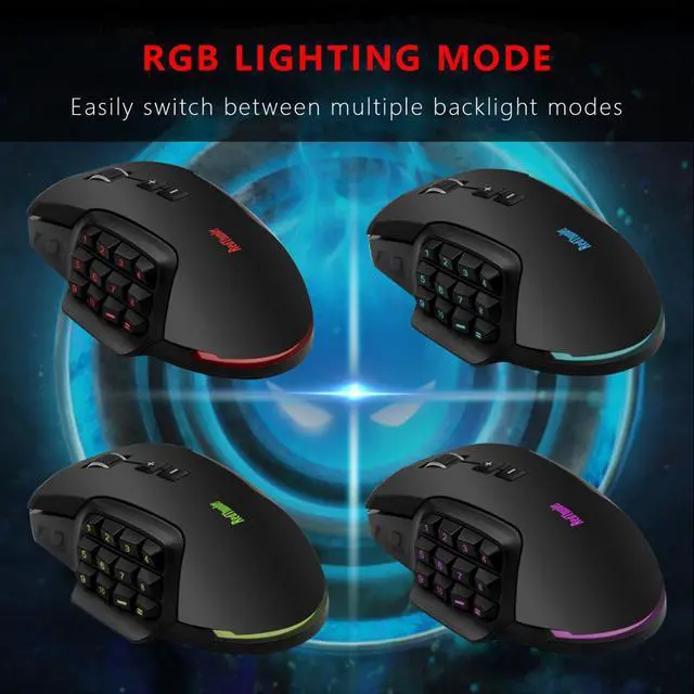 Alt view image 4 of 5 - MMO Gaming Mouse 10000 DPI 17-KEY Programmable Mouse High Sensitivity  Mouse RGB Backlight Mouse For Laptop PC Gamer