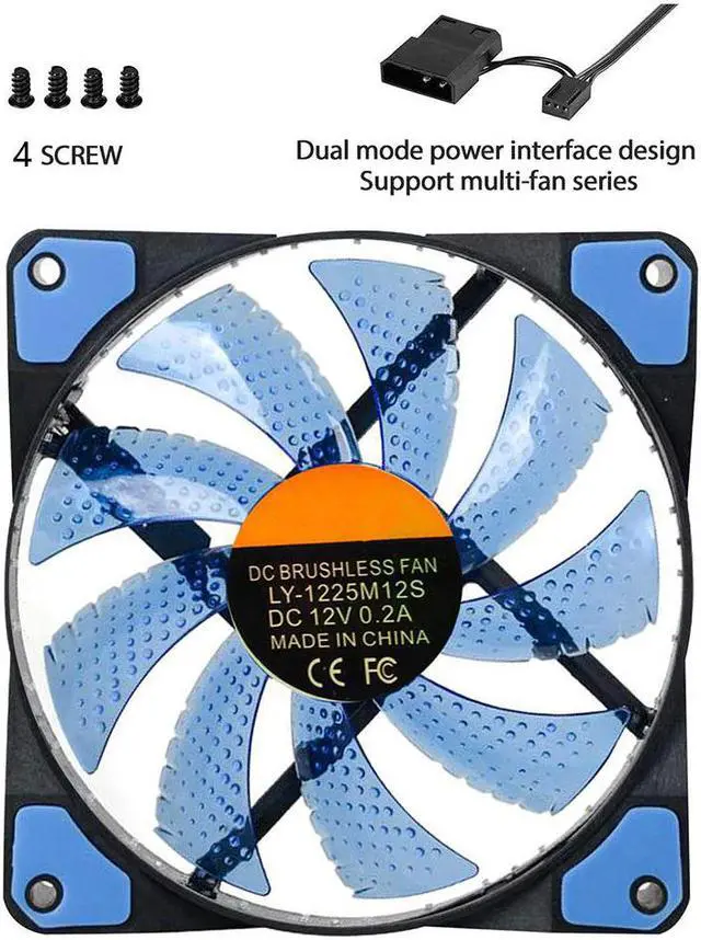 Alt view image 2 of 5 - 120mm PC Computer Case Fan Heatsink Cooler 16dB Ultra Silent 33 LEDs Cooling with Anti-Vibration Rubber 12CM Fan