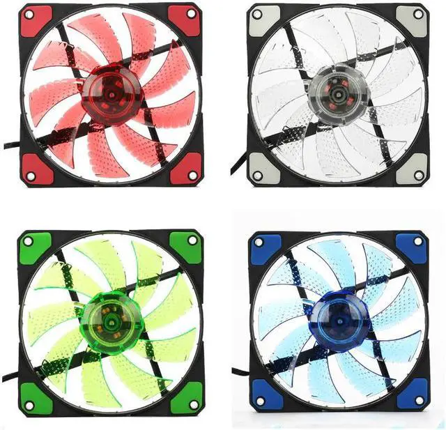 Main image of 120mm LED Ultra Silent Computer PC Case Fan 15 LEDs 12V Cpu Heatsink Cooler Master Cooling Fan DC 12V 4P 3P Connector