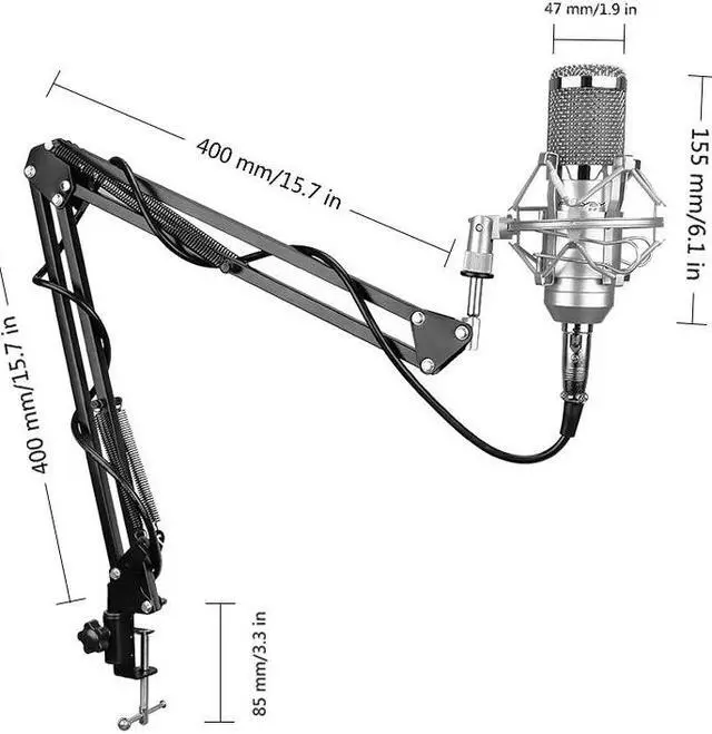 Alt view image 4 of 5 - professional bm800 condenser microphone 48V phantom power multi-function live sound card and metal shockproof rack