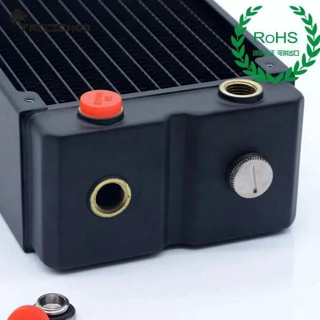 Alt view image 5 of 5 - computer pc water cooler copper radiator 3 layers 65MM thick copper fins G1/4 ROHS certification. TSRP-HP65-240