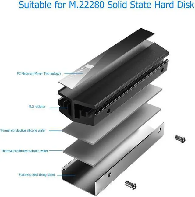 Alt view image 3 of 5 - M.2 SSD NVMe Heatsink Aluminum NGFF 2280 M2 NVMe heat sink Solid State Drive Cooler for Desktop PC Computer accessories