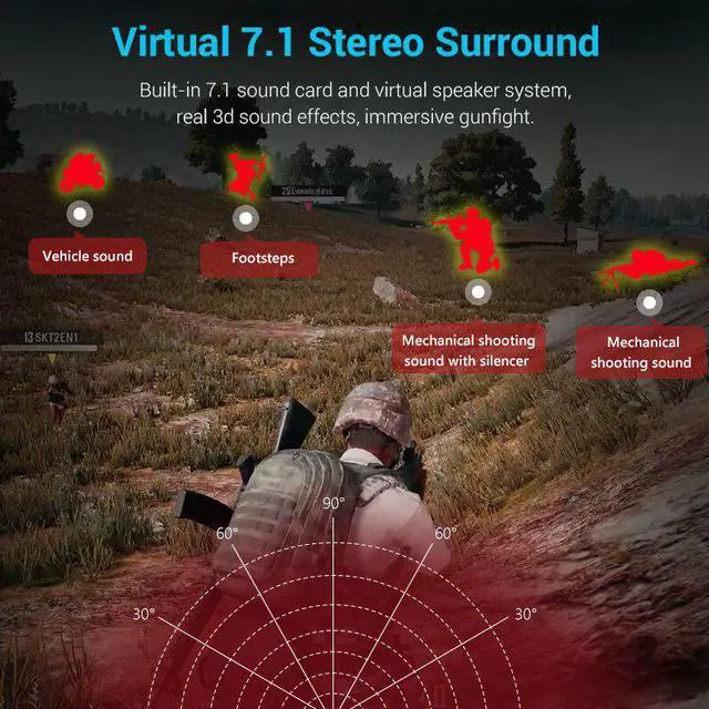 Alt view image 3 of 5 - SA901 Gaming Headset 7.1 surround USB Headphone with Microphone Noise Cancelling Mic for Computer Laptop PC Gamer