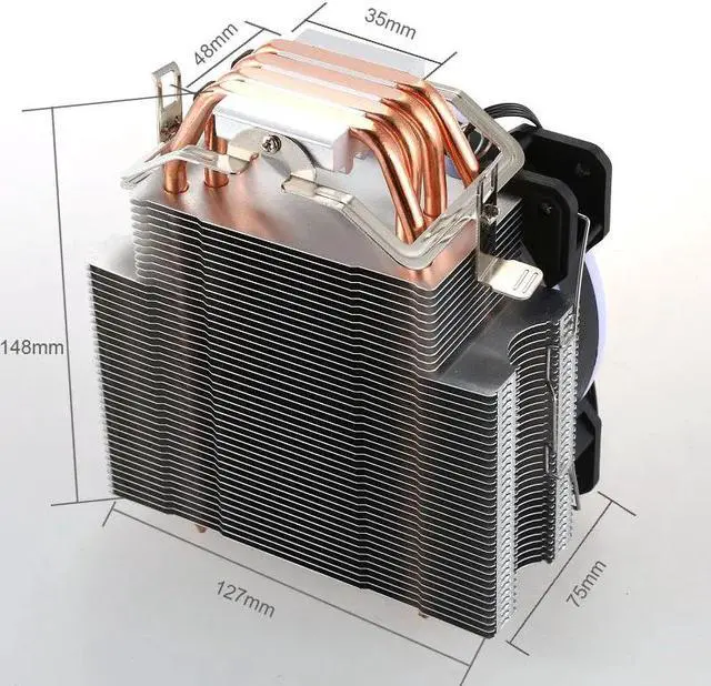 Alt view image 3 of 5 - Universal Computer CPU Cooler Fan RGB 4Pin CPU Cooling Fans For Inter 775/1151/1155/1156 Heatsink 4/6 Heatpipe Fan For AMD