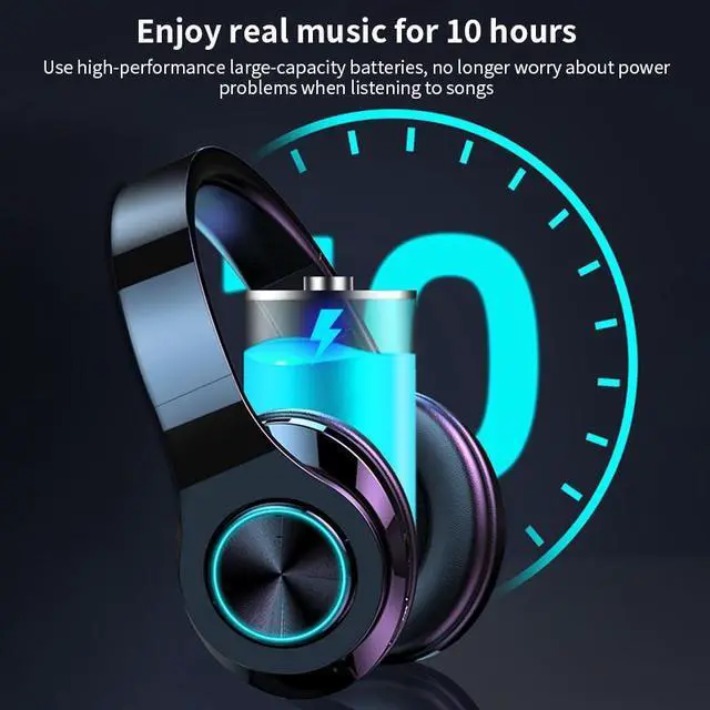 Alt view image 4 of 5 - T6 Wireless Headphones Sports Noise Cancelling 3D Stereo Bluetooth Wireless Headphones Foldable HIFI Gaming Headset
