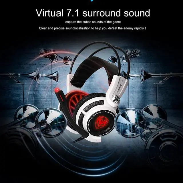 Alt view image 5 of 5 - G941 Gaming Headset for PS4, PC and Laptop, 7.1 Virtual Surround Sound USB Lightweight over Ear Headphone with Mic,Volume