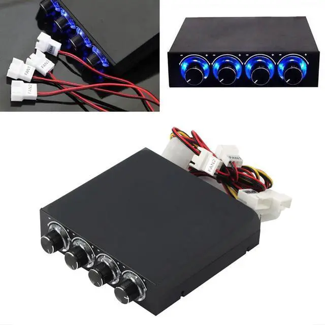 Alt view image 4 of 5 - 3.5inch Fan Speed Controller Led Cooling Front Panel PC HDD CPU 4 Channel 6V to 12V Computer Case Ball Bearing 2 Lines Plastic