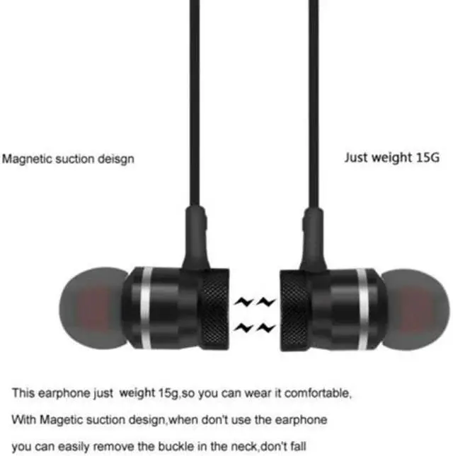Alt view image 4 of 5 - Earbuds Metal Earphones With Mic Magnetic Bluetooth Earphone Sports Neckband Wireless Gaming Headset  For IPhone