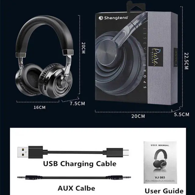 Alt view image 4 of 5 - Bluetooth 5.0 Headphones Wireless Headphone with Mic Over Ear Earphone TF Headset for phone pc