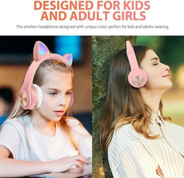 Alt view image 3 of 5 - 5.0 Cat Ear LED Headphones With LED Flashing Glowing Light Headset Gaming Earphones For PC Computer And Mobile Phone