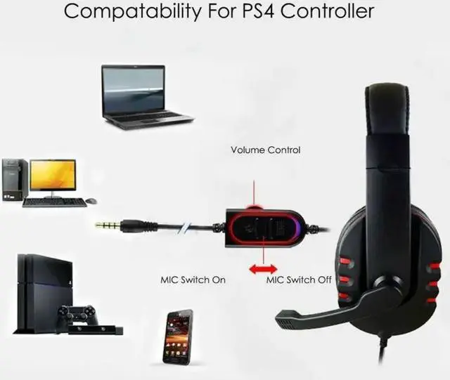 Alt view image 3 of 5 - 3.5mm Stereo Wired Gaming Headset Headphone For PS4/PC/xBoxOne/Nintendo Switch