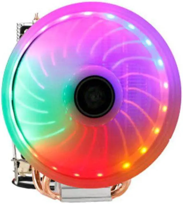 Alt view image 3 of 5 - 3Pin 2 heatpipe PC Cooling Fan RGB LED CPU cooler heatsink for LGA/775/115X/1366/AM4/AM3/AM2+/AM2/2011