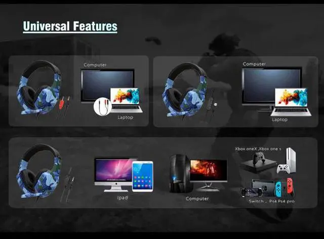 Alt view image 2 of 5 - Headset Over Ear Stereo Headphone with Mic for PS4 Pro PC Switch Laptop