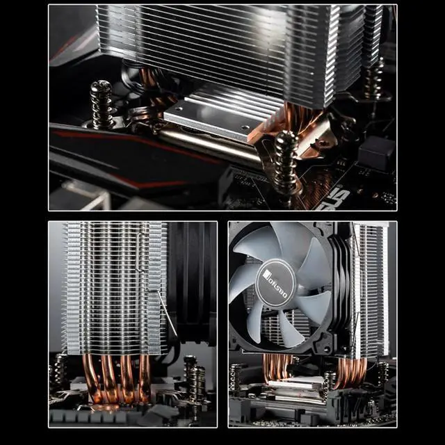 Alt view image 5 of 5 - CR1400 PWM 4Pin 12V PC LED Fan Cooling RGB 4 Heat-pipes CPU Cooler Computer Radiator for Intel 1151/1155/AM3/AM4