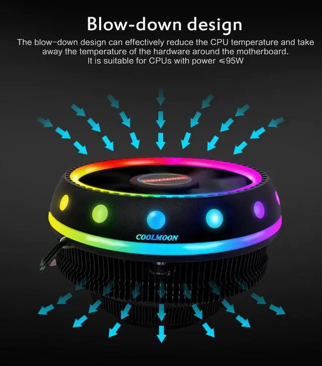 Alt view image 2 of 5 - CPU Fan Radiator Desktop Computer CPU Radiator Color Light-emitting Mute Universal Cooler Fan For Notebook Laptop