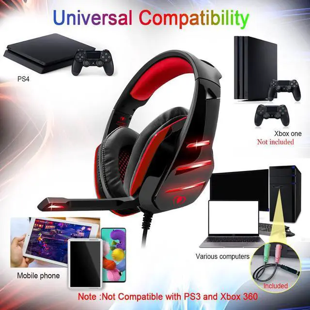 Alt view image 2 of 5 - GM-3 PS4 Gaming Headphones Surround Stereo Wired PC Gamer Gaming Headset With Mic LED Lights For XBox One/Laptop