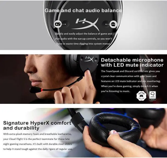 Alt view image 3 of 5 - Cloud Flight S Wireless Gaming Headset 7.1 surround sound 2.4GHz wireless audio NGENUITY softre customization