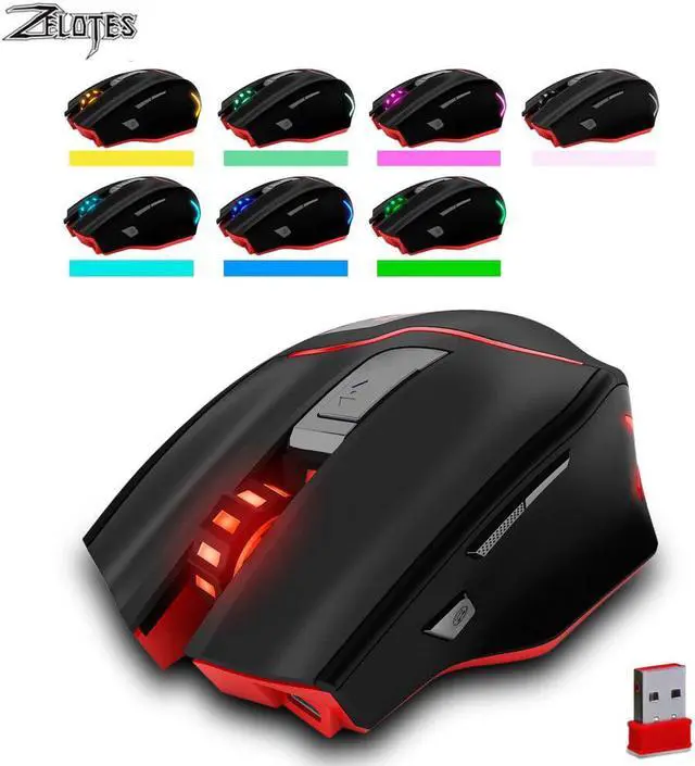 Alt view image 2 of 5 - F-18 Dual-mode Gaming Mouse6 Level 3200DPI 500Hz Wireless 7 Color Computer Mouse  2.4GHz With Mini USB