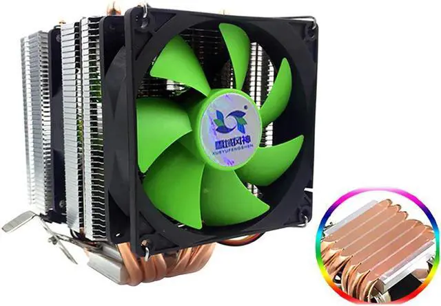 Alt view image 4 of 5 - 3 Lines 6 Heat Pipe CPU Heatsink AVC Pure Copper AMD 1155 1156 Desktop Computer CPU Cooler Constant Speed Single Double Wind