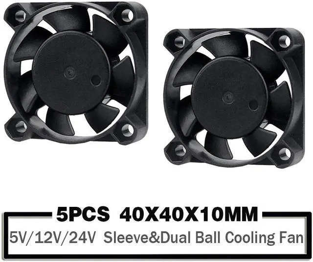 Main image of 5PCS DC 24V 12V 5V 40mm x 40mm x 10mm 2-Pin Ball Bearing Computer PC Case Cooling Fan 4010