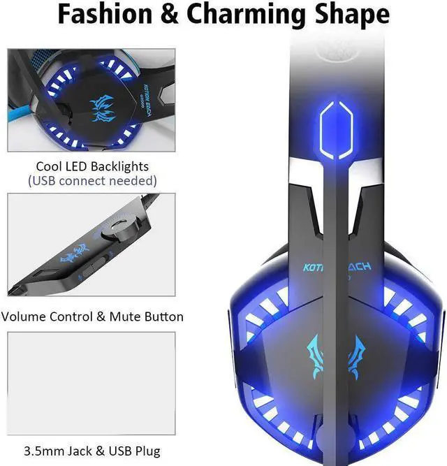 Alt view image 4 of 5 - Fashion Gaming Headset Deep Bass Stereo Gaming Headphone with Microphone LED Light for PS4 PC Laptop+Gaming Mouse+Mice Pad