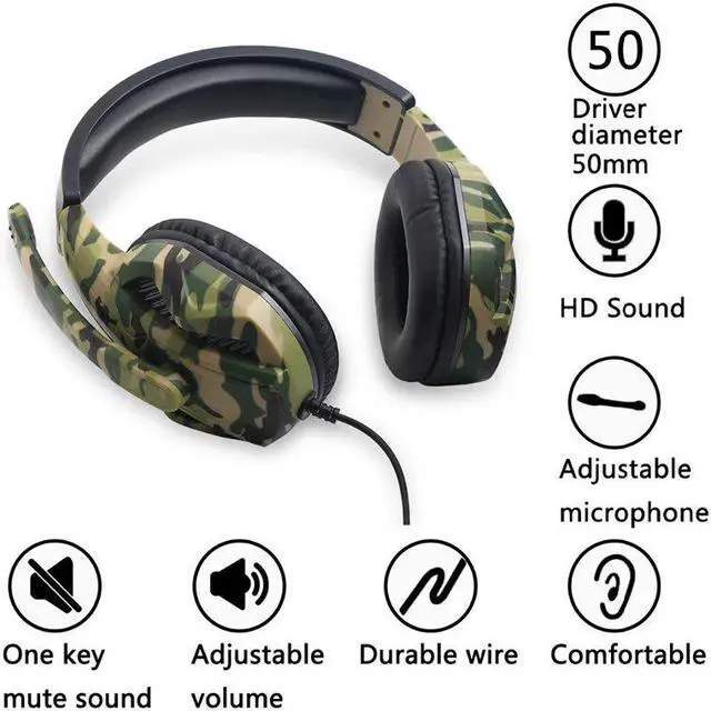 Alt view image 2 of 5 - Gaming Headset 3.5mm Wired Stereo Headphones with Mic PU Earmuffs for Xbox/Tablets/Computers/PS4 / PS3 / Switch