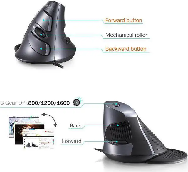 Alt view image 4 of 5 - M618 Ergonomic Vertical Mouse Wireless 6 Button 600/1000/1600 DPI USB Optical Mause Computer Gaming Mice For Laptop PC