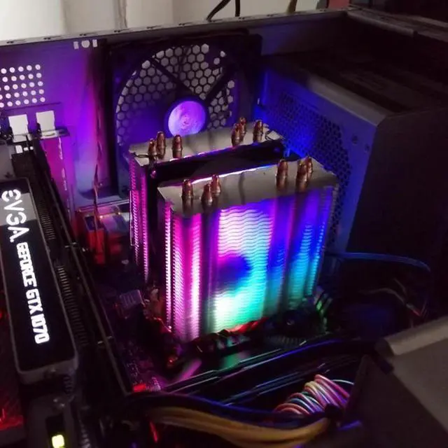 Alt view image 5 of 5 - 6 Heat Pipes CPU Cooler 90mm RGB Fan PWM 3Pin SYNC Computer Cooler  LGA 1150/1151/1155/2011/AM3/AM4 PC CPU Cooling Fan