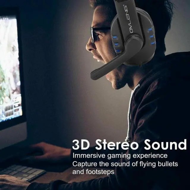 Alt view image 2 of 5 - Light Gaming Headphones For Computer PS4  Adjustable Bass Stereo Headset  PC Gamer Over Ear Wired Earphone