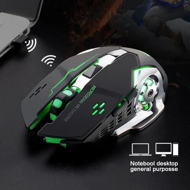 Alt view image 4 of 5 - Rechargeable X8 Wireless Silent LED Backlit USB Optical Ergonomic Gaming Mouse PC Computer Mouse For Imac Pro Macbook/laptop