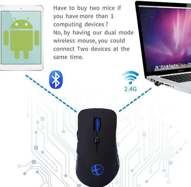 Alt view image 3 of 5 - Seen Silent Bluetooth Rechargeable Mouse Dual Mode Bluetooth 2.4g Wireless Mice for Laptop PC Gaming Mouse
