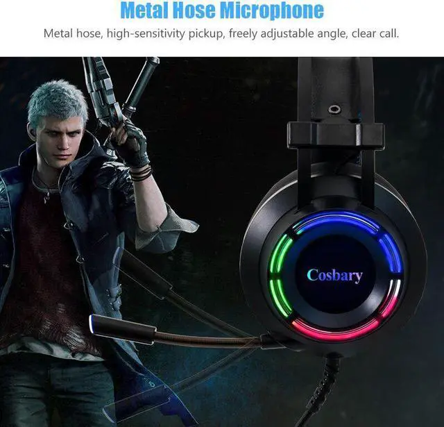 Alt view image 4 of 5 - Gaming Headset with BOX Deep Bass Game Headphones with Microphone for Computer Gamer 7.1 USB Channel Surround Sound