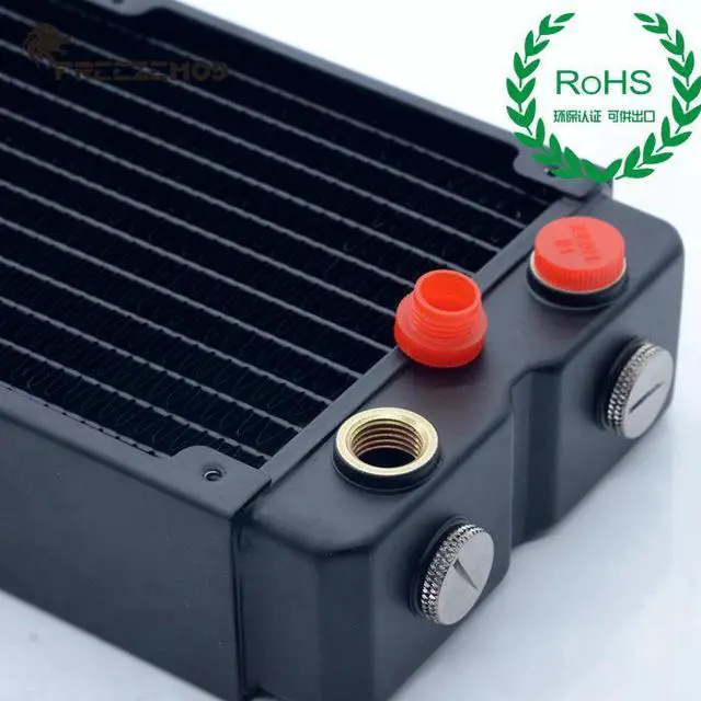 Alt view image 2 of 4 - computer pc water cooler copper radiator double layers 45MM thick copper fins G1/4 ROHS certification. TSRP-HP45-240