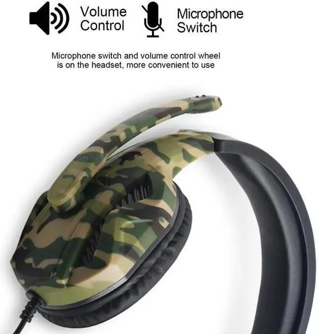 Alt view image 2 of 5 - 3.5mm Camouflage Gaming Headset Professional Gamer Stereo Head-mounted Headphone Computer Earphones for PS4 PS3 Xbox Switch