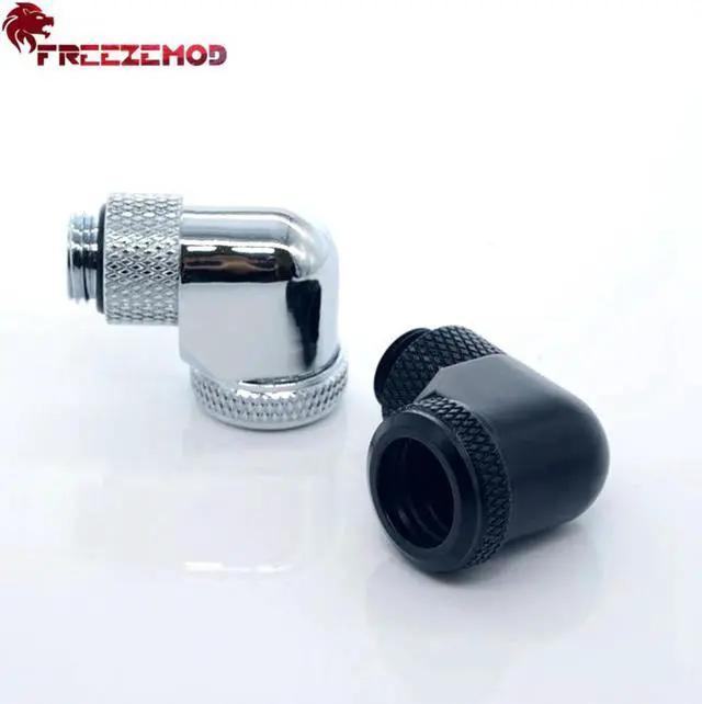 Alt view image 4 of 5 - Female-Male 90 Degree Brass Thread 360 Rotary Fitting Adapter 14mm tube G1/4 Elbow Thread Water Cooler Fitting Modding